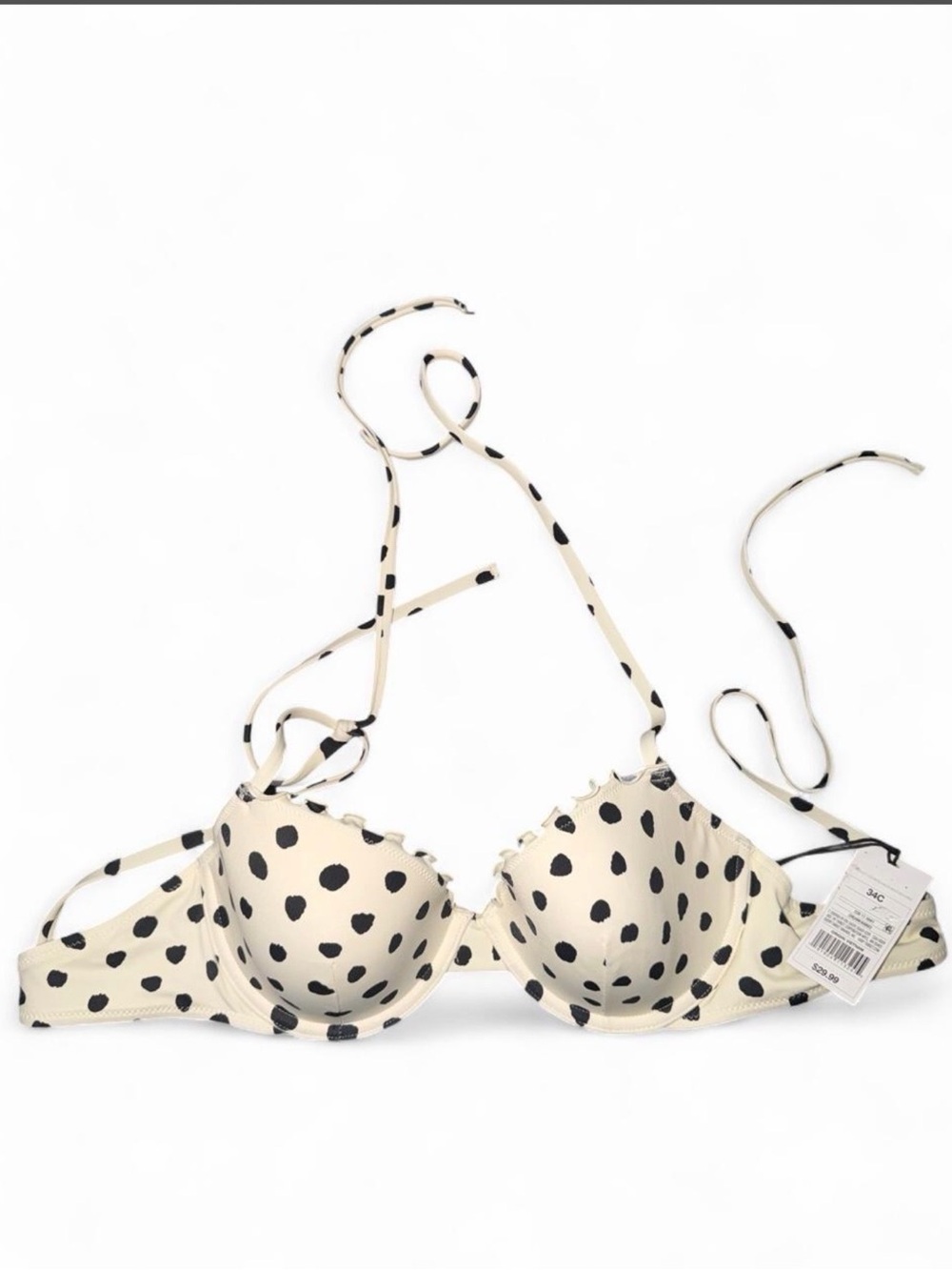 Shade & Shore Cream and Black Polka Dot Underwire Bra